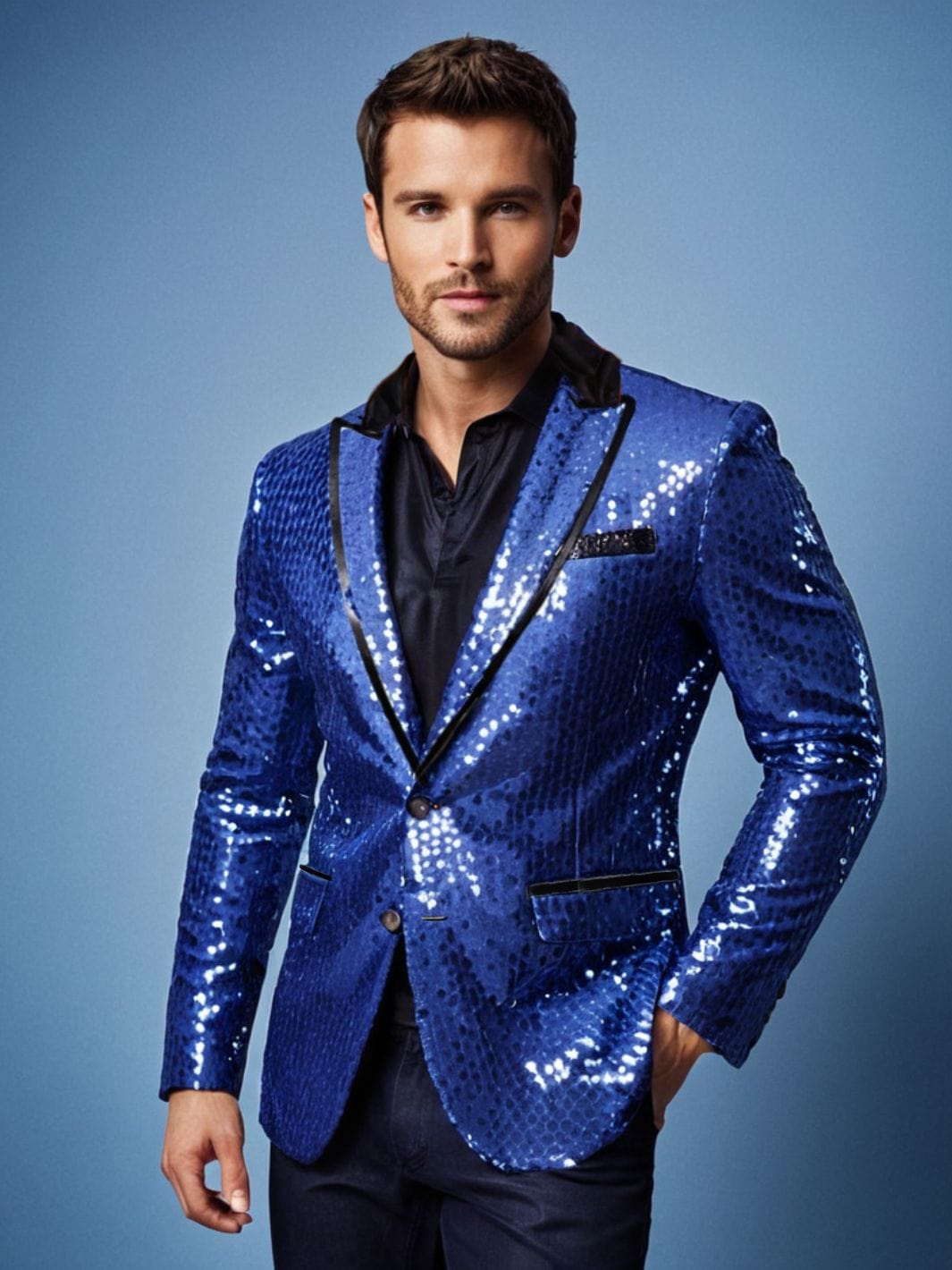 Blazer bleu marine à paillette