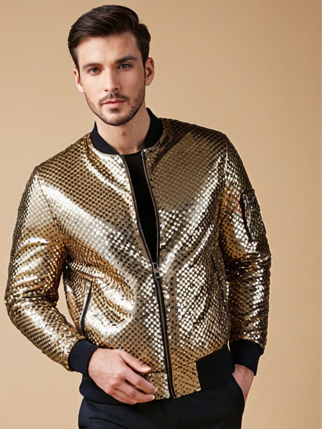 Bombers doré paillette homme