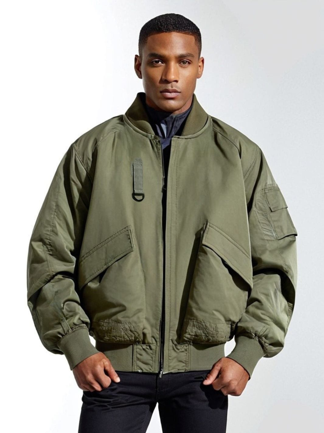 Bomber Look Mi Saison Veste Mi Saison Kaki Homme – Tendance