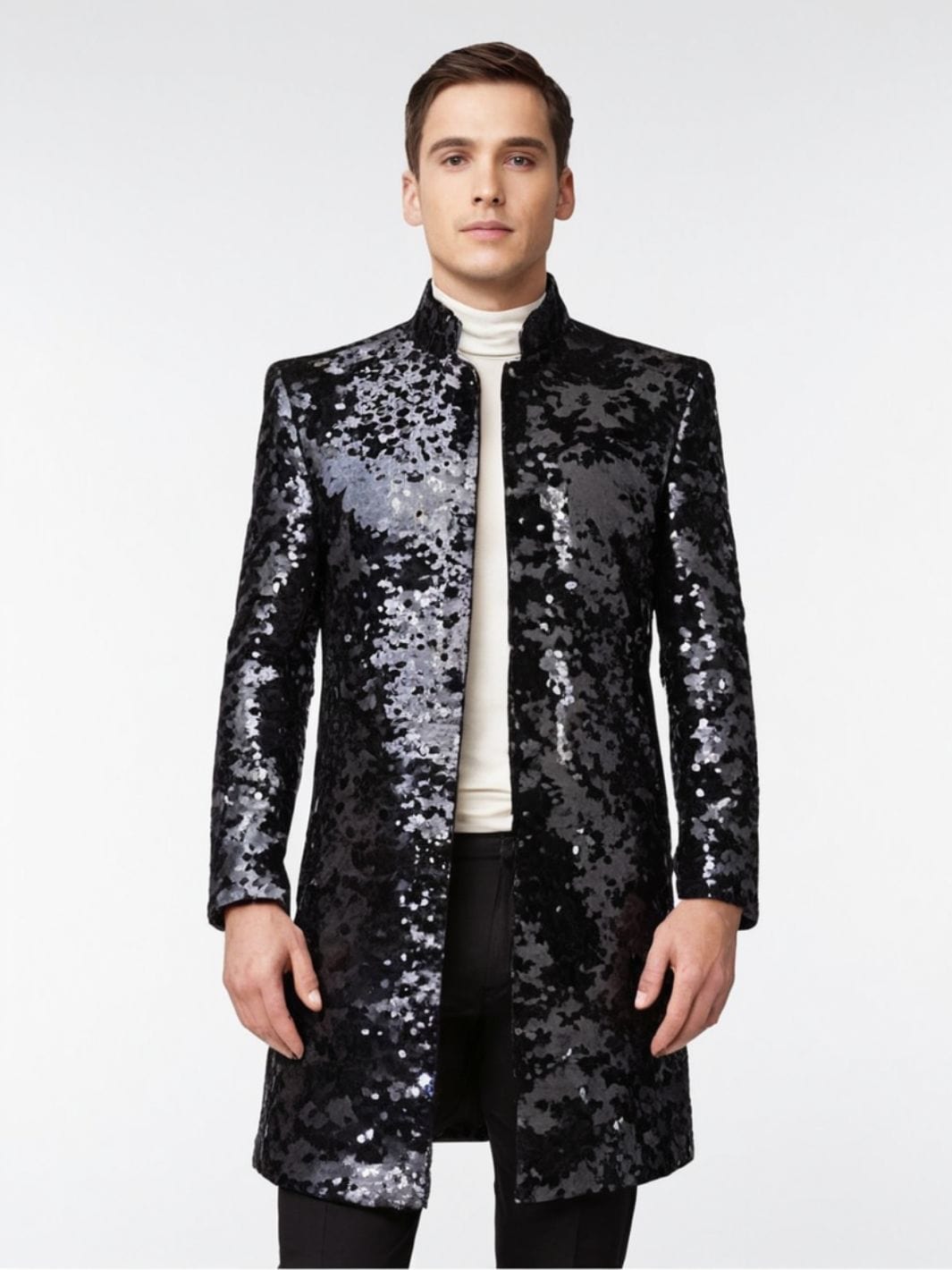 Veste Paillette Noire Homme