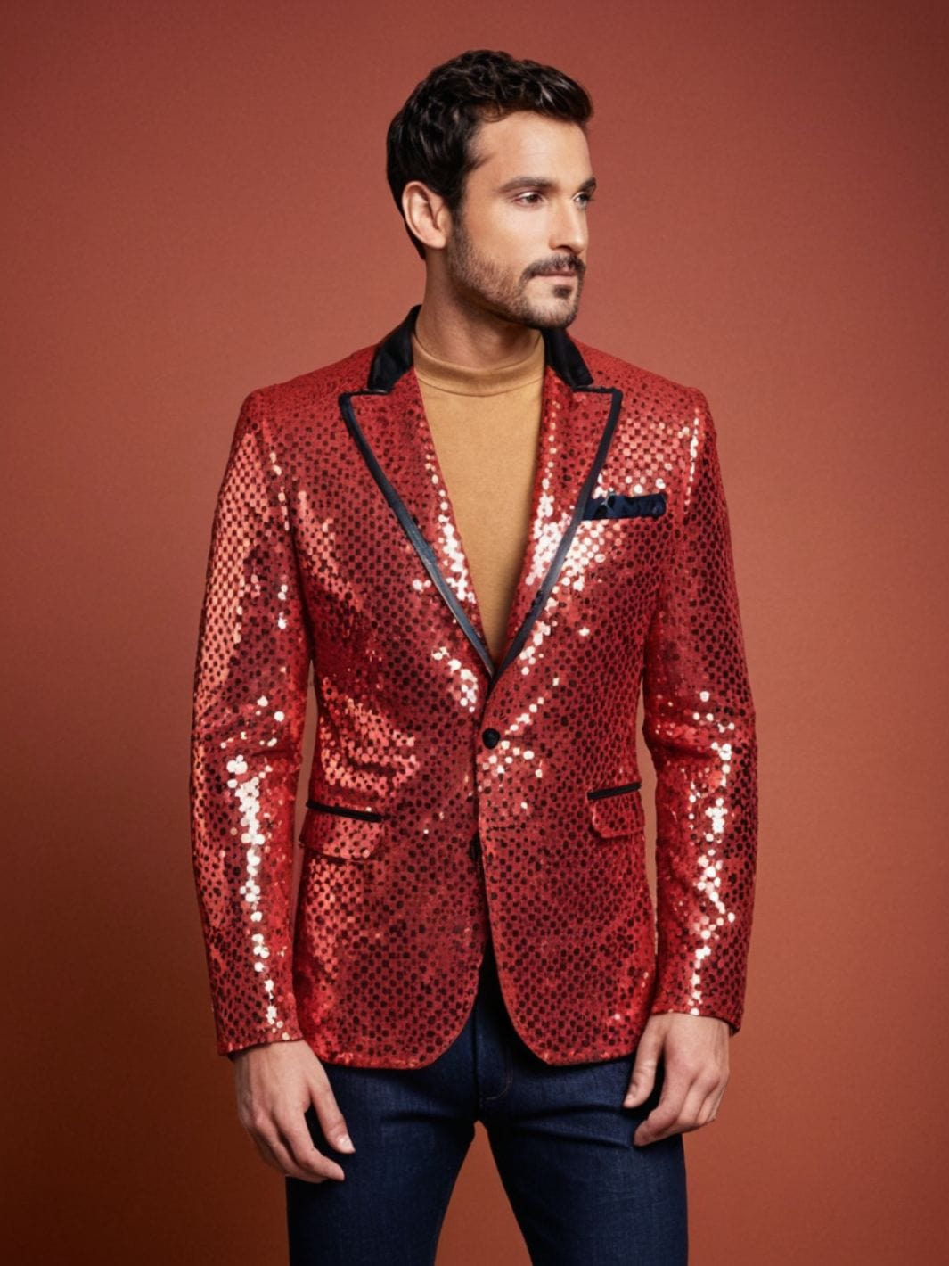 Veste à paillette rouge