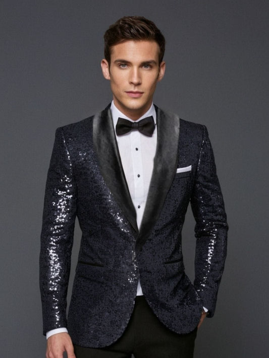 Veste noire brillante homme