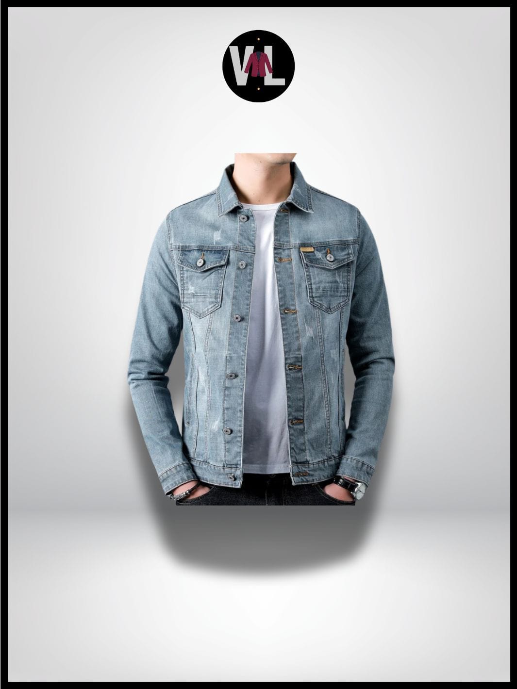 Veste en Jean Gris Homme