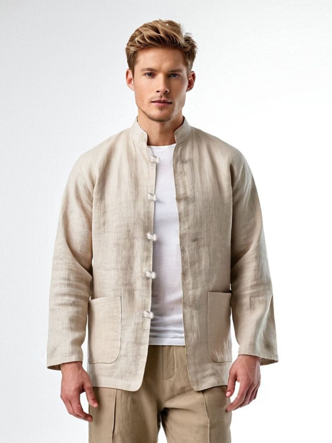 veste saharienne en lin homme beige élégante été