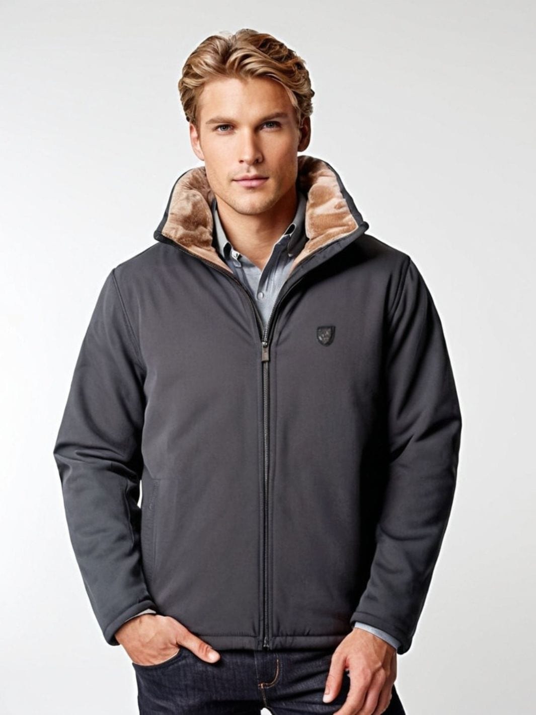 Veste aviateur grise homme au style vintage et élégant pour un look masculin tendance