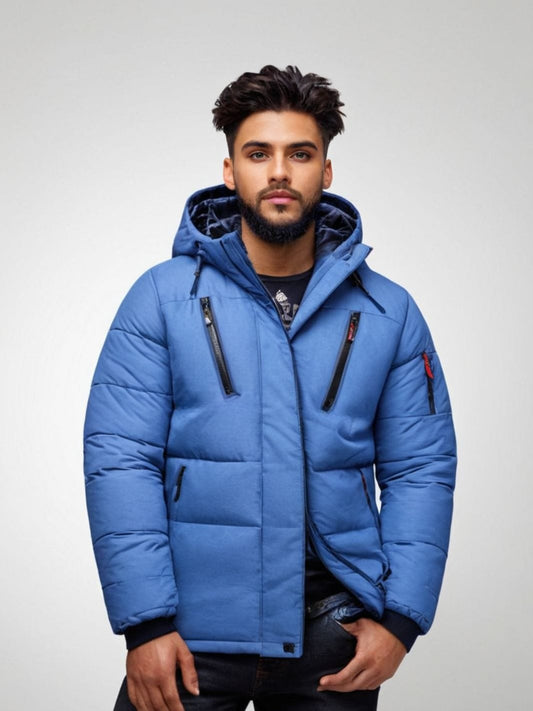 Veste capuche bleue homme