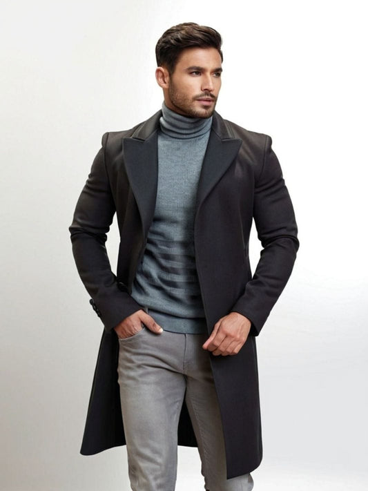 Veste légère noire homme vue de face – style habillé mi-saison