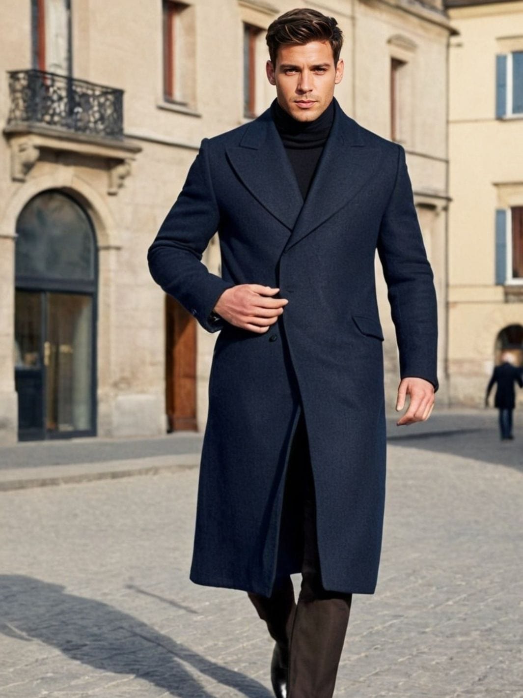 look moderne avec veste 3/4 bleu marine homme