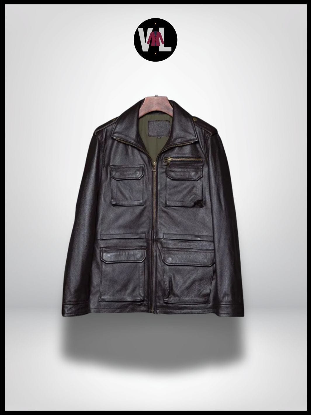 Veste en Cuir Motard Homme