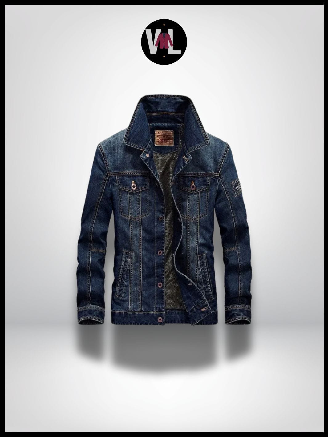 Veste en Jean Bleu Foncé Homme