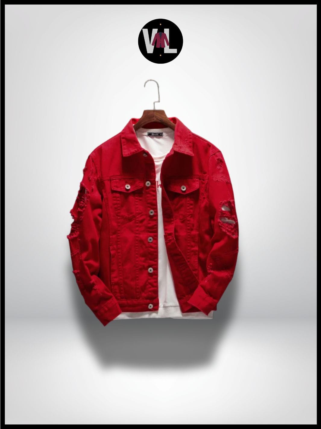 Veste en Jean Rouge Homme