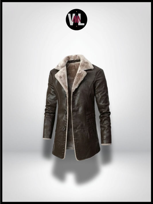 Veste Simili Cuir Marron Homme