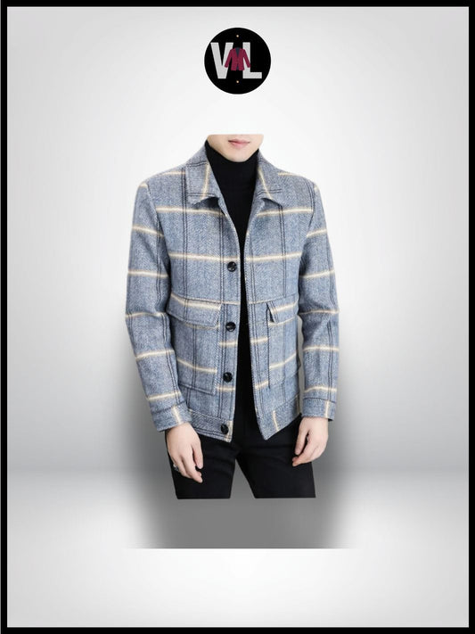 Veste Tweed Bleu Homme