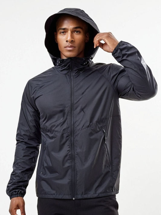 veste coupe-vent course à pied homme noire