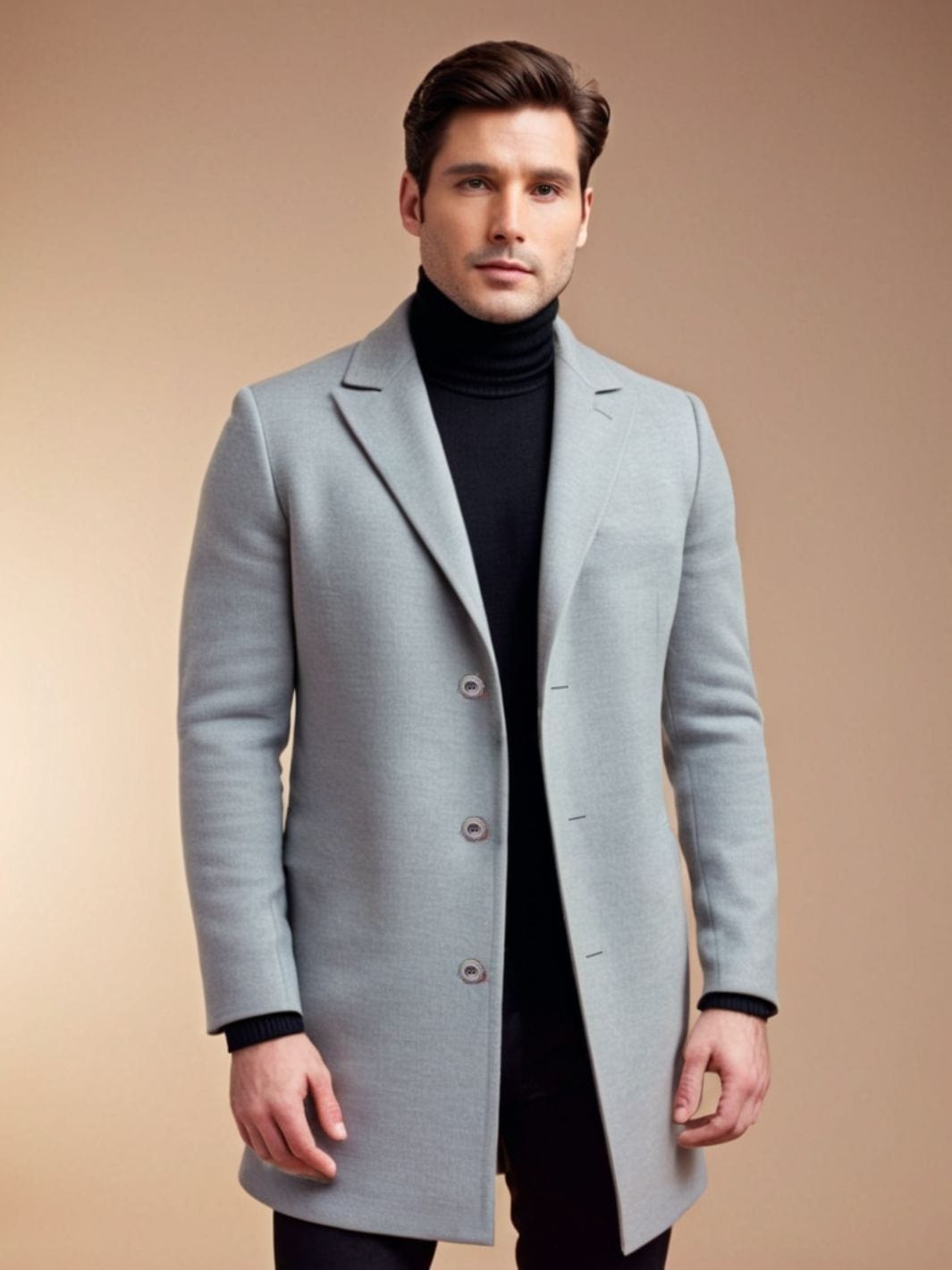 veste en laine grise homme col montant élégante
