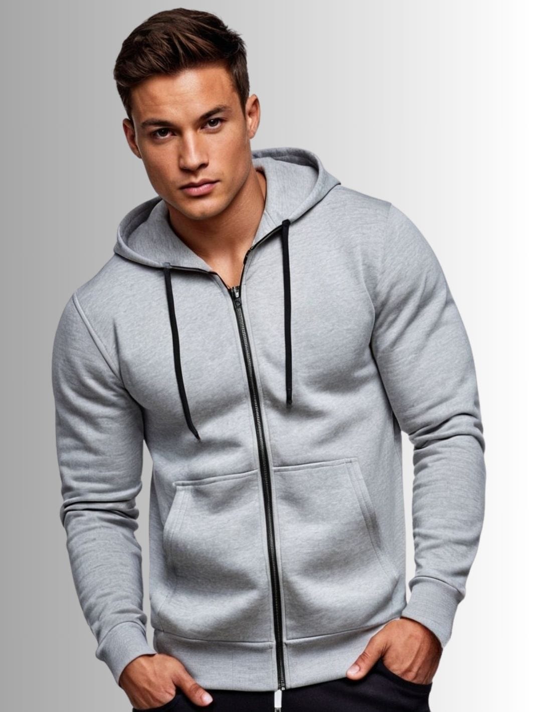 veste grise coton homme à capuche casual épaisse 1