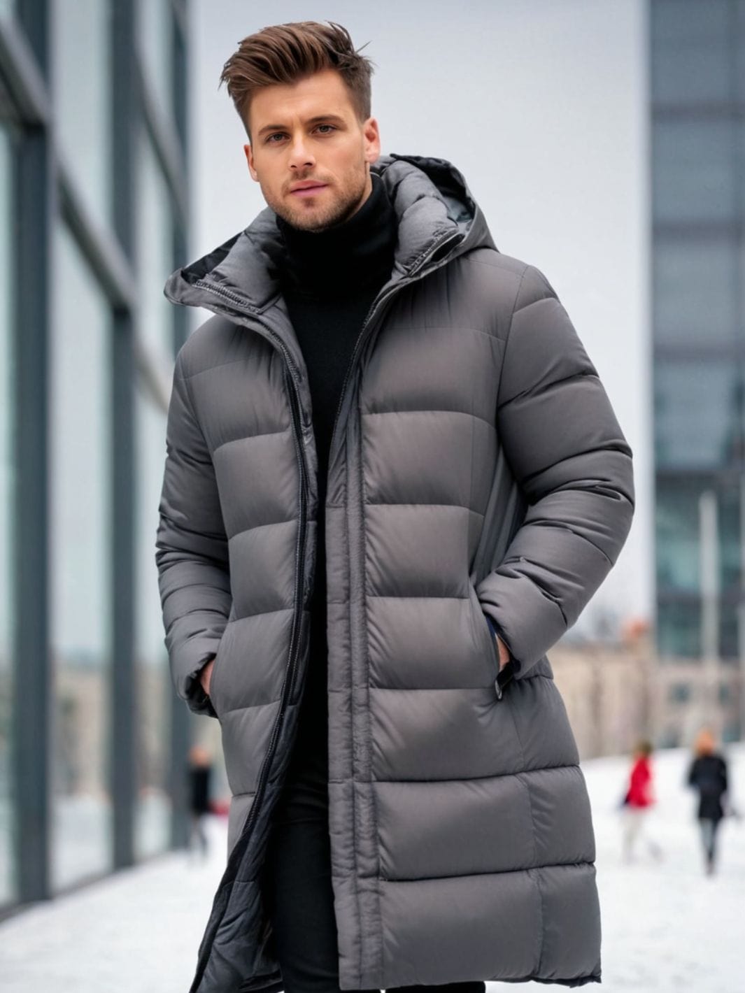 veste matelassée grise homme chaude élégante en polyester recyclé