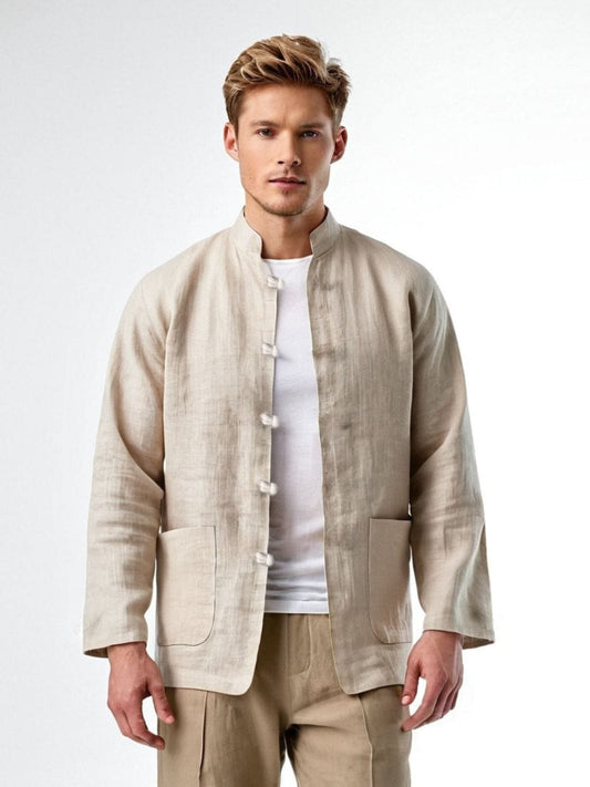 veste saharienne en lin homme beige élégante été