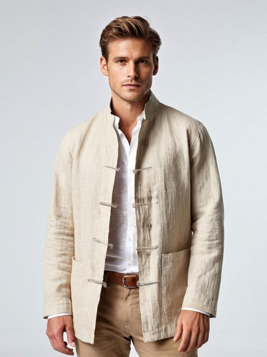 veste saharienne en lin homme beige élégante été
